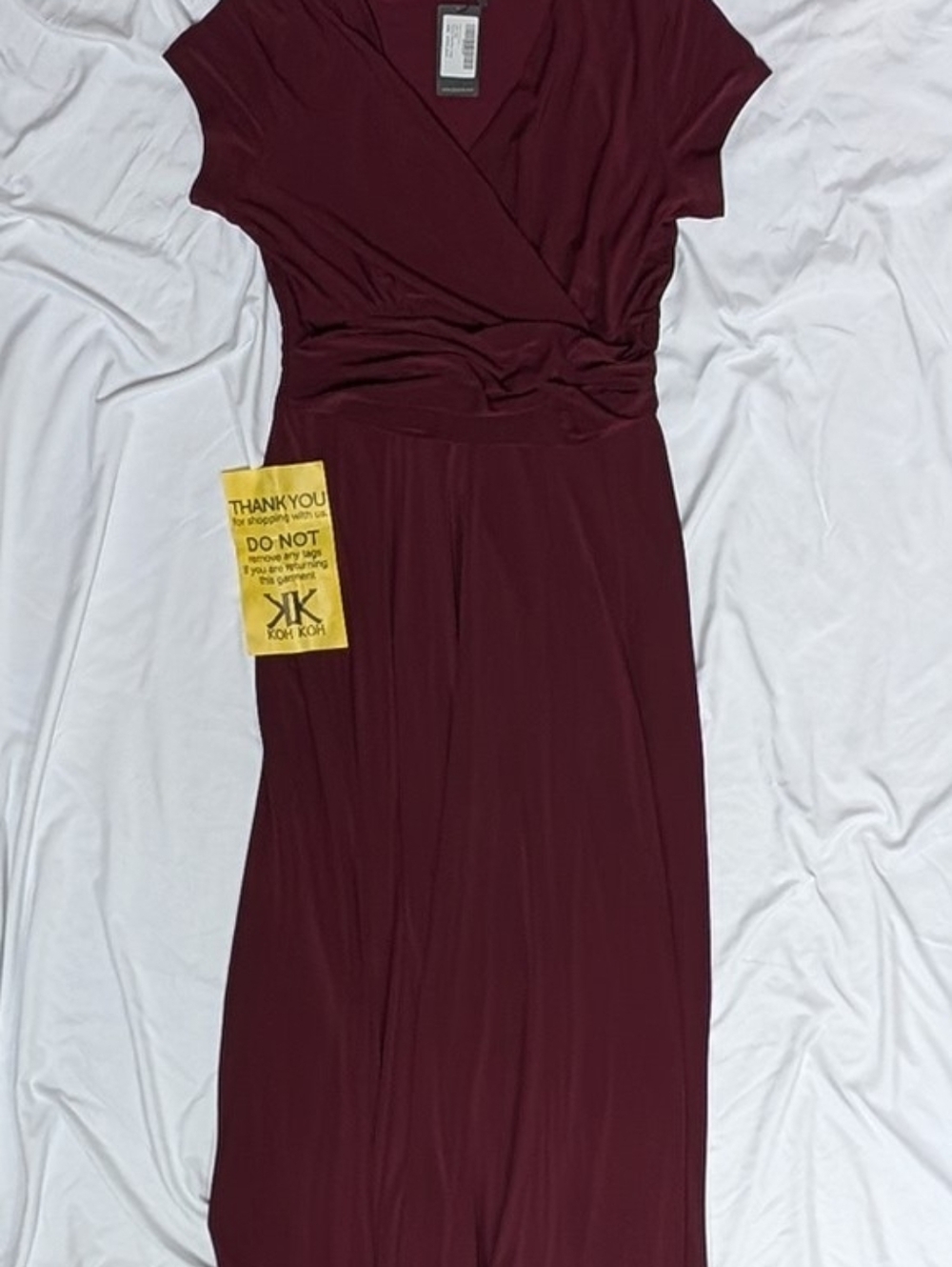 KOH KOH Elegant Women's Wrap-Style Maxi Dress in Wine
